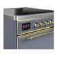 Ilve UMIB30QNR3BGG Ilve Umib30Qnr3Bgg Majestic Iii 30 Inch Induction Range With 4 Elements, 4 Cu. Ft. Oven Capacity (Solid Door, Blue Grey, Brass)
