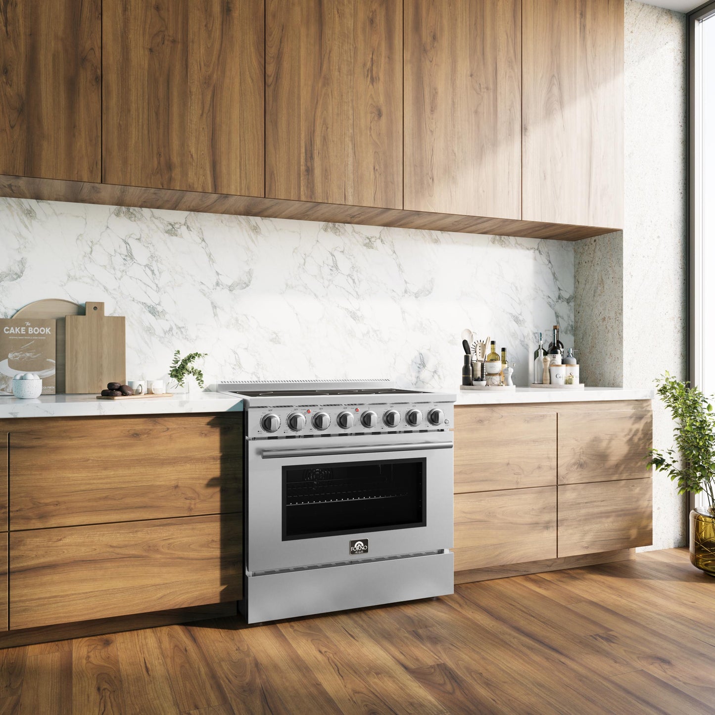 Forno FFSEL601136 Forno Paolo 36 Inch Freestanding Electric Range, Stainless Steel, 5.44 Cu.Ft, True Convection Oven, Energy Efficient
