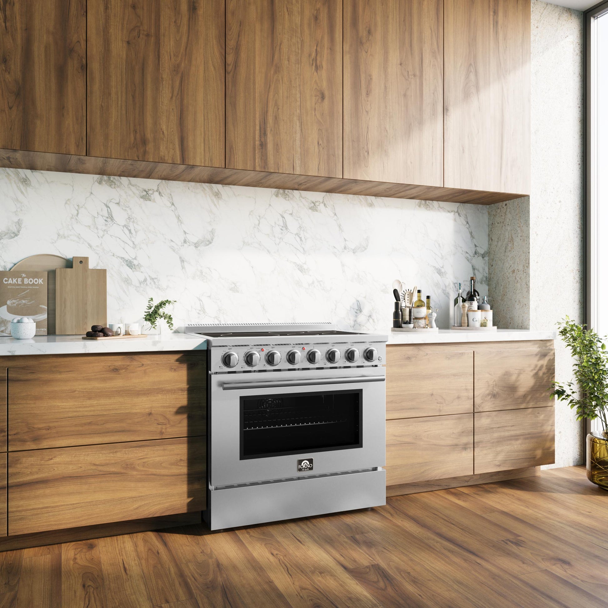 Forno FFSEL601136 Forno Paolo 36 Inch Freestanding Electric Range, Stainless Steel, 5.44 Cu.Ft, True Convection Oven, Energy Efficient