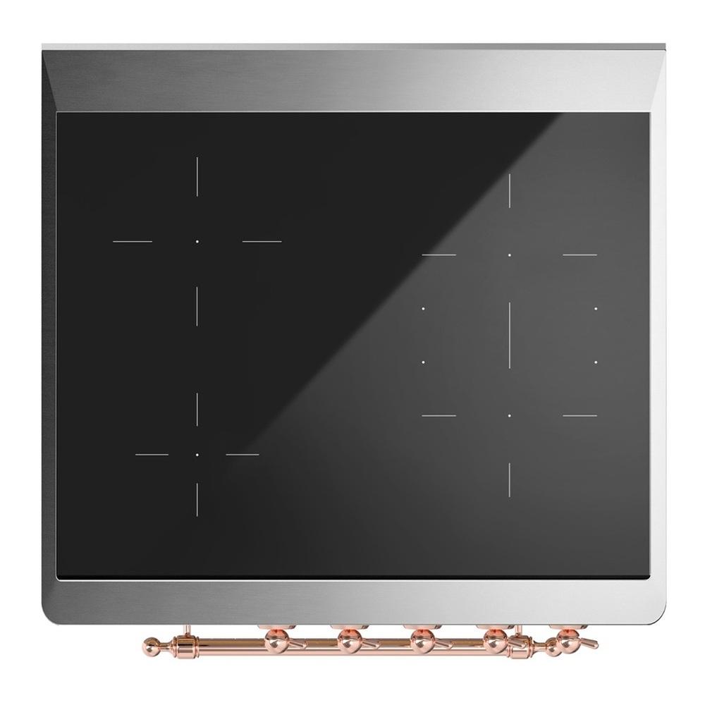 Ilve UMIB30NR3BKP Ilve Umib30Nr3Bkp Majestic Iii 30 Inch Induction Range With 4 Elements, 4 Cu. Ft. Oven Capacity (Triple Glass Door, Glossy Black, Copper)