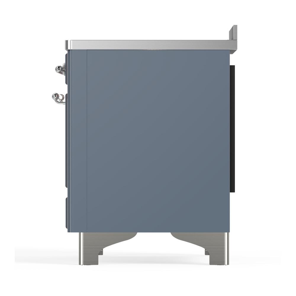 Ilve UMIB48QNR3BGC Ilve Umib48Qnr3Bgc Majestic Iii 48 Inch Induction Range With 6 Elements, 5.02 Cu. Ft. Total Oven Capacity (Solid Door, Blue Grey, Chrome)