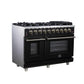 Forno FFSGS623948BLK Forno Massimo 48-Inch Black Freestanding Gas Range, 8 Burners, True Convection Oven