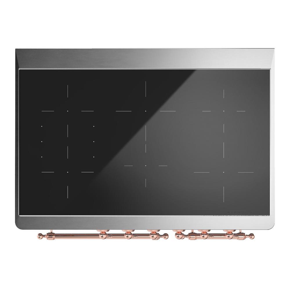 Ilve UMDIB40NR3MGP Ilve Umdib40Nr3Mgp Majestic Iii 40 Inch Induction Range With 6 Elements, 3.82 Cu. Ft. Total Oven Capacity (Triple Glass Door, Graphite Matte, Copper)