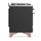 Ilve UM60FQNR3MGP Ilve Um60Fqnr3Mgp Majestic Iii 60 Inch Dual Fuel Range With 9 Burners And Griddle, Dual Function Burner Up To 25,000 Btu (Natural Gas, Solid Door, Graphite Matte, Copper)