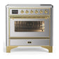 Ilve UMIB36NR3SSG Ilve Umib36Nr3Ssg Majestic Iii 36 Inch Induction Range With 6 Elements, 3.5 Cu. Ft. Total Oven Capacity (Triple Glass Door, Stainless Steel, Brass)