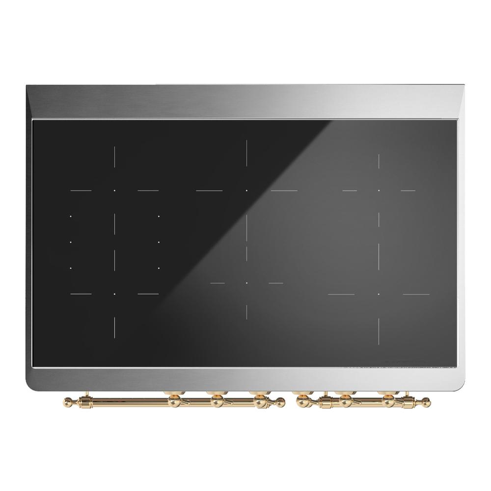 Ilve UMDIB40QNR3MGG Ilve Umdib40Qnr3Mgg Majestic Iii 40 Inch Induction Range With 6 Elements, 3.82 Cu. Ft. Total Oven Capacity (Solid Door, Graphite Matte, Brass)
