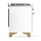 Ilve UMD40FNR3WHGLP Ilve Umd40Fnr3Whglp Majestic Iii 40 Inch Dual Fuel Range With 6 Burners And Griddle, Dual Function Burner Up To 25,000 Btu (Liquid Propane, Triple Glass Door, White, Brass)