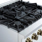 Forno FFSGS627730WHT Marco 30-Inch Gas Range White & Antique Brass Design, 4 Burners 37,000 Btu, 4.32 Cu.Ft. Convection Oven