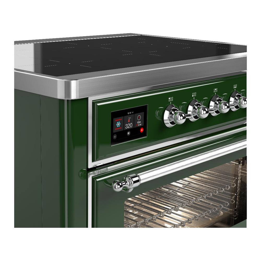 Ilve UMIB36NR3EGC Ilve Umib36Nr3Egc Majestic Iii 36 Inch Induction Range With 6 Elements, 3.5 Cu. Ft. Total Oven Capacity (Triple Glass Door, Emerald Green, Chrome)