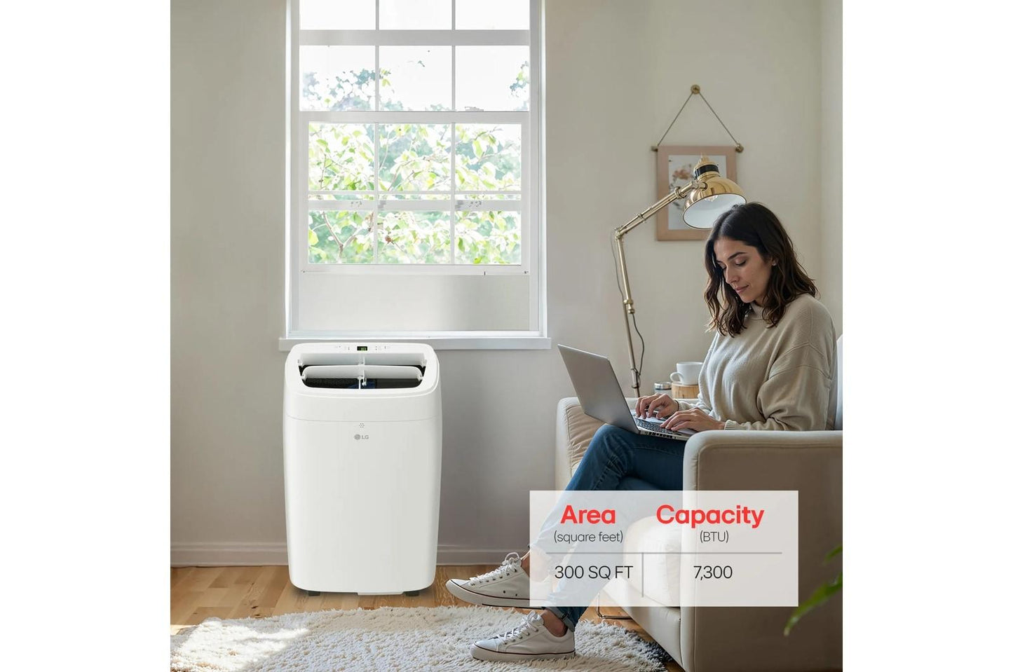 Lg LP0725WSSM 7,300 Btu (Sacc) / 11,000 Btu (Ashrae) Portable Air Conditioner, 300 Sq. Ft