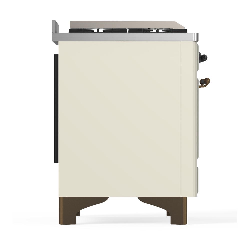 Ilve UM48FQNR3AWBLP Ilve Um48Fqnr3Awblp Majestic Iii 48 Inch Dual Fuel Range With 8 Burners And Griddle, Dual Function Burner Up To 25,000 Btu (Liquid Propane, Solid Door, Antique White, Burnished)