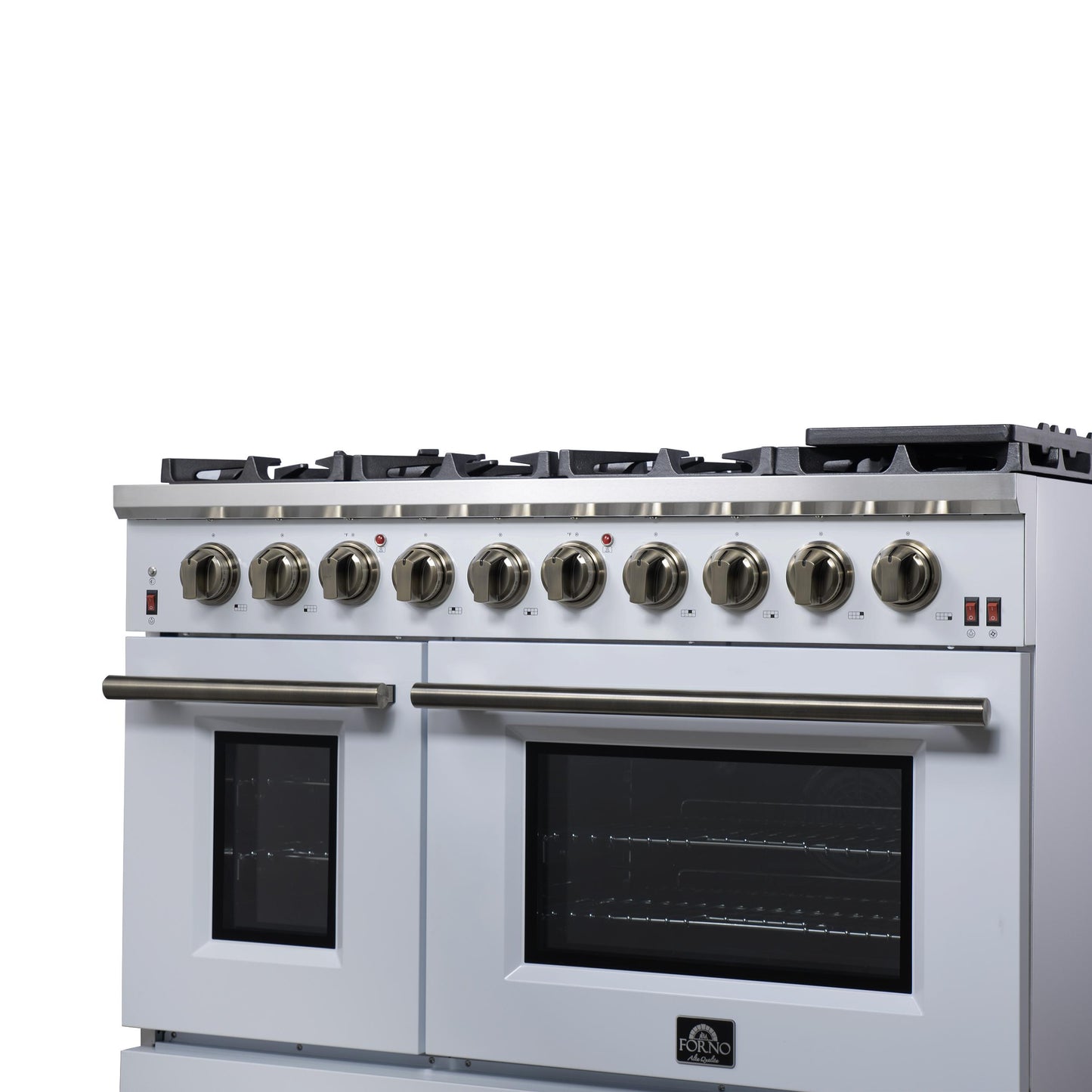 Forno FFSGS623948WHT Forno Massimo 48-Inch White Freestanding Gas Range, 8 Burners, True Convection Oven