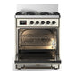 Ilve UM30QNR3AWB Ilve Um30Qnr3Awb Majestic Iii 30 Inch Dual Fuel Range With 5 Black Brass Burners, Dual Function Burner Up To 25,000 Btu (Natural Gas, Solid Door, Antique White, Burnished)