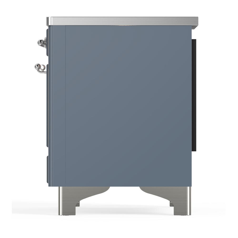 Ilve UMIB36QNR3BGC Ilve Umib36Qnr3Bgc Majestic Iii 36 Inch Induction Range With 6 Elements, 3.5 Cu. Ft. Total Oven Capacity (Solid Door, Blue Grey, Chrome)