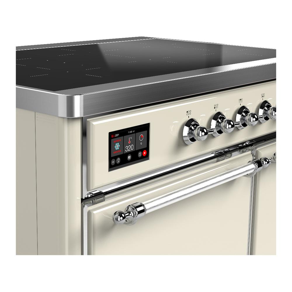 Ilve UMDIB40QNR3AWC Ilve Umdib40Qnr3Awc Majestic Iii 40 Inch Induction Range With 6 Elements, 3.82 Cu. Ft. Total Oven Capacity (Solid Door, Antique White, Chrome)