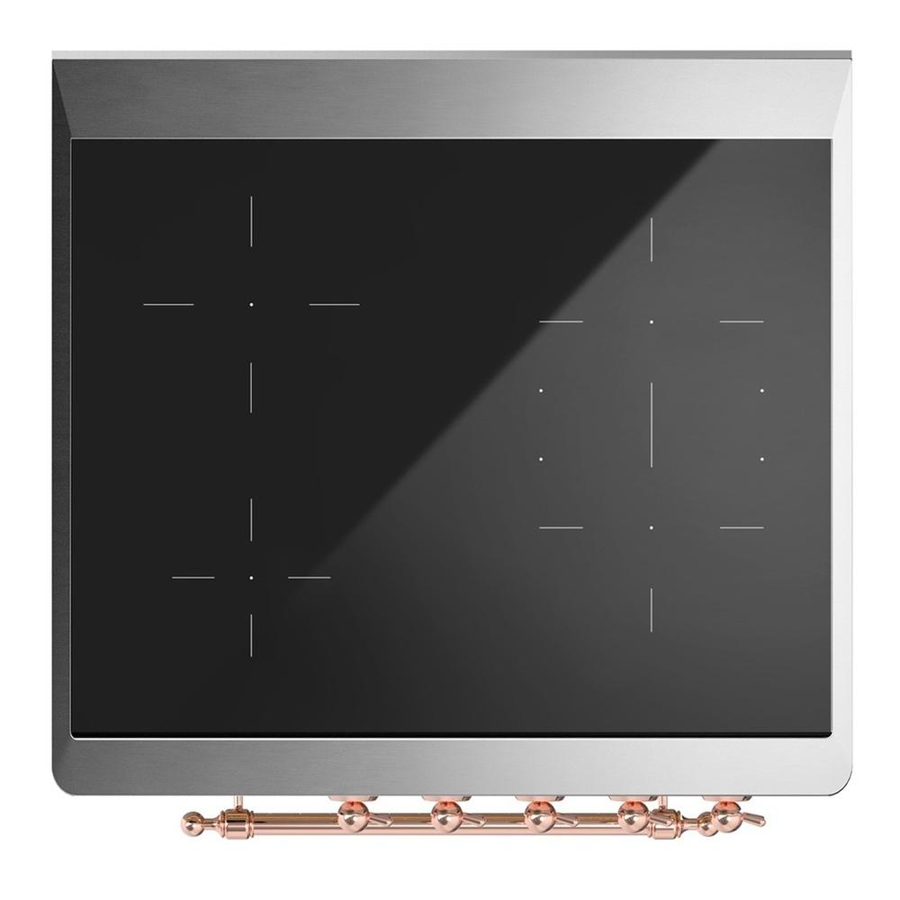 Ilve UMIB30NR3AWP Ilve Umib30Nr3Awp Majestic Iii 30 Inch Induction Range With 4 Elements, 4 Cu. Ft. Oven Capacity (Triple Glass Door, Antique White, Copper)