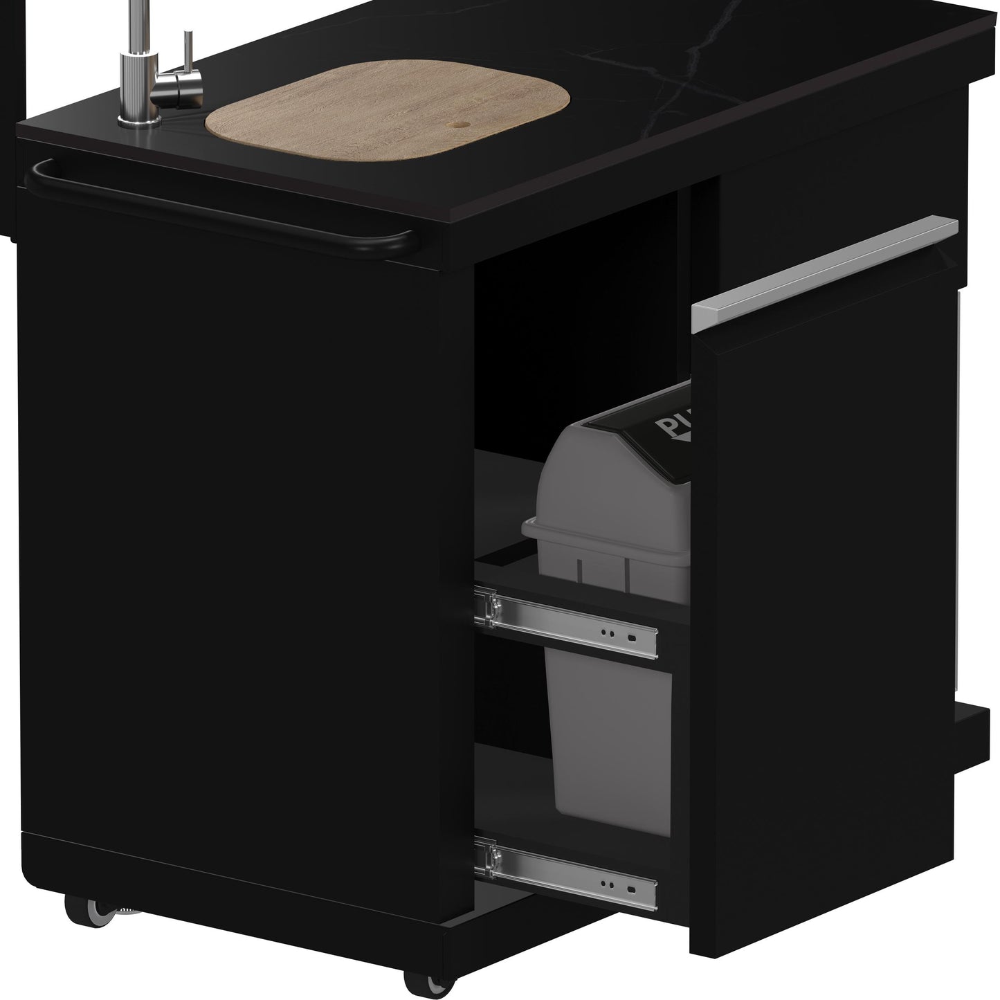 Forno FODKT2582BLK Forno All Aperto 62,600 Btu Bbq, 3 Stainless Steel Burners, Infrared Burners, Sink Module, Black Sintered Stone Countertops, Bar And Beverage Center
