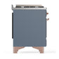 Ilve UM36FNR3BGP Ilve Um36Fnr3Bgp Majestic Iii 36 Inch Dual Fuel Range With 6 Black Brass Burners And Griddle, Dual Function Burner Up To 25,000 Btu (Triple Glass Door, Blue Grey, Copper, Natural Gas)