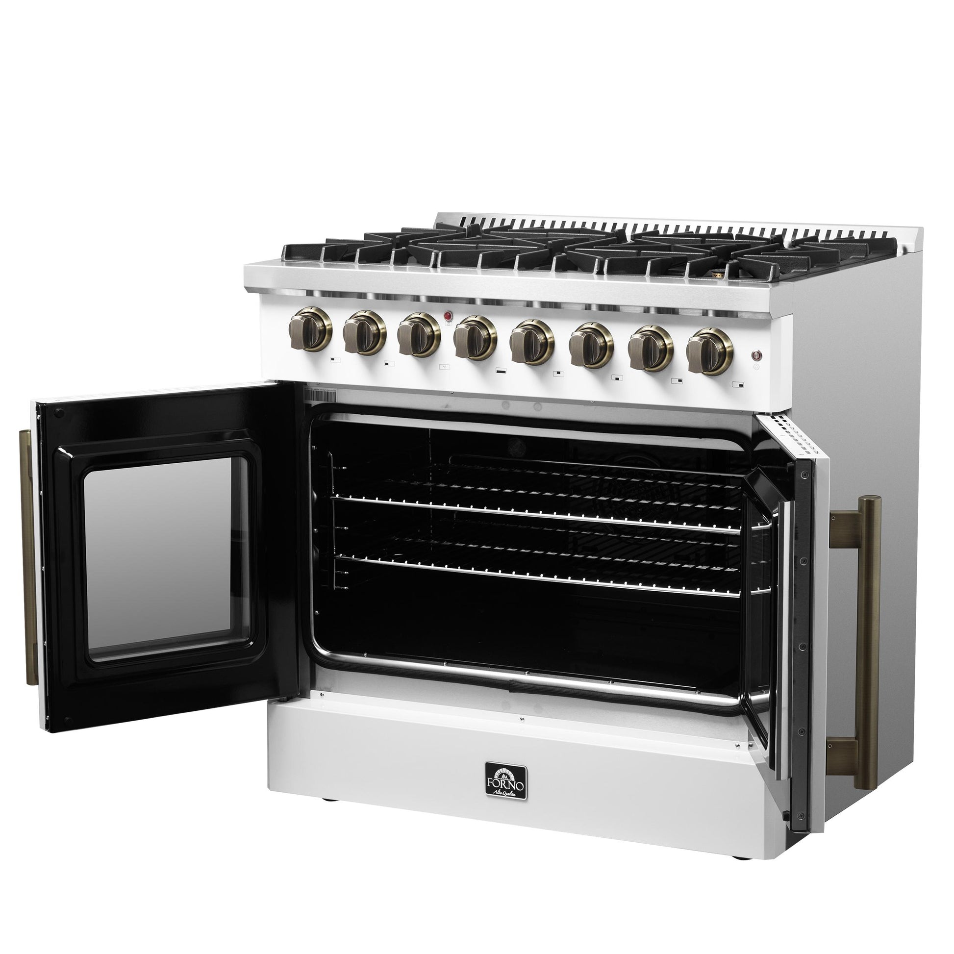 Forno FFSGS635636WHT Forno Galiano 36-Inch Freestanding French Door Dual Fuel Range White