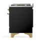 Ilve UM48FNR3BKG Ilve Um48Fnr3Bkg Majestic Iii 48 Inch Dual Fuel Range With 8 Burners And Griddle, Dual Function Burner Up To 25,000 Btu (Natural Gas, Triple Glass Door, Glossy Black, Brass)