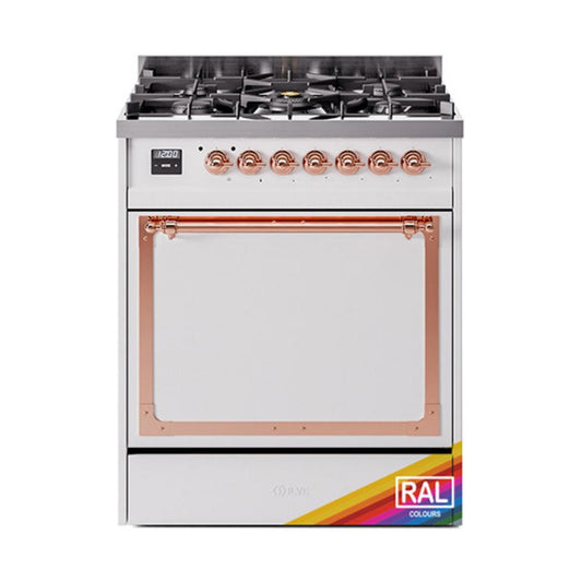 Ilve UN30QNMPRAPLP Ilve Un30Qnmpraplp Nostalgie Ii Noblesse 30" Dual Fuel Range (Liquid Propane, Solid Door, Ral, Copper)