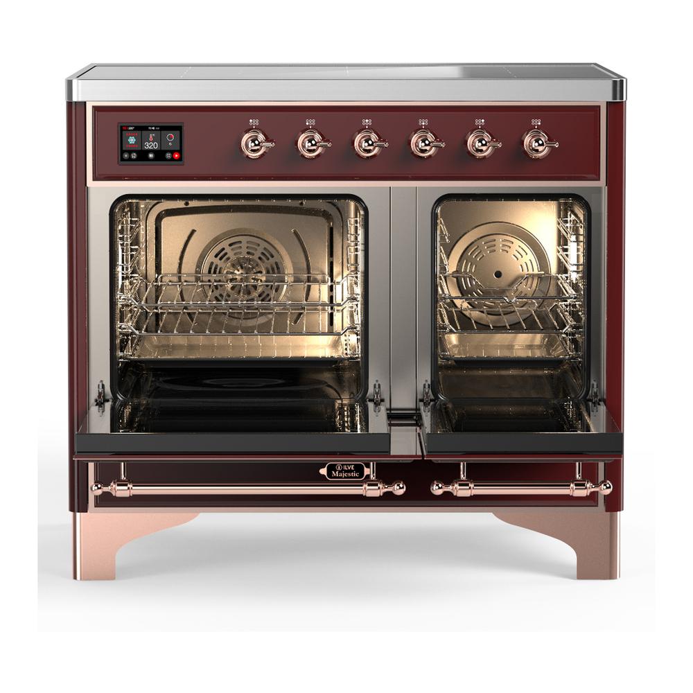 Ilve UMDIB40QNR3BUP Ilve Umdib40Qnr3Bup Majestic Iii 40 Inch Induction Range With 6 Elements, 3.82 Cu. Ft. Total Oven Capacity (Solid Door, Burgundy, Copper)