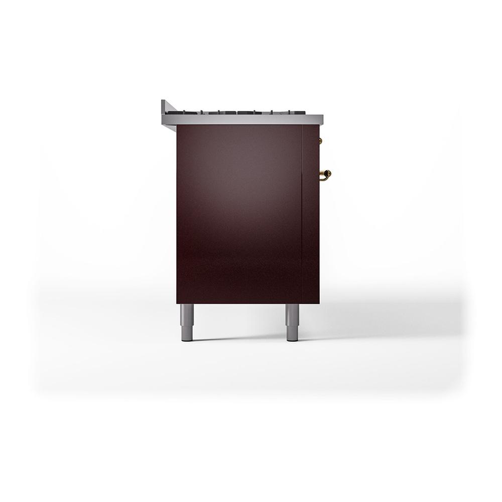 Ilve UN60FQNMPBUG Ilve Un60Fqnmpbug Nostalgie Ii Noblesse 60" Dual Fuel Range (9 Sealed Burners + Griddle, Natural Gas, Solid Door, Burgundy, Brass)