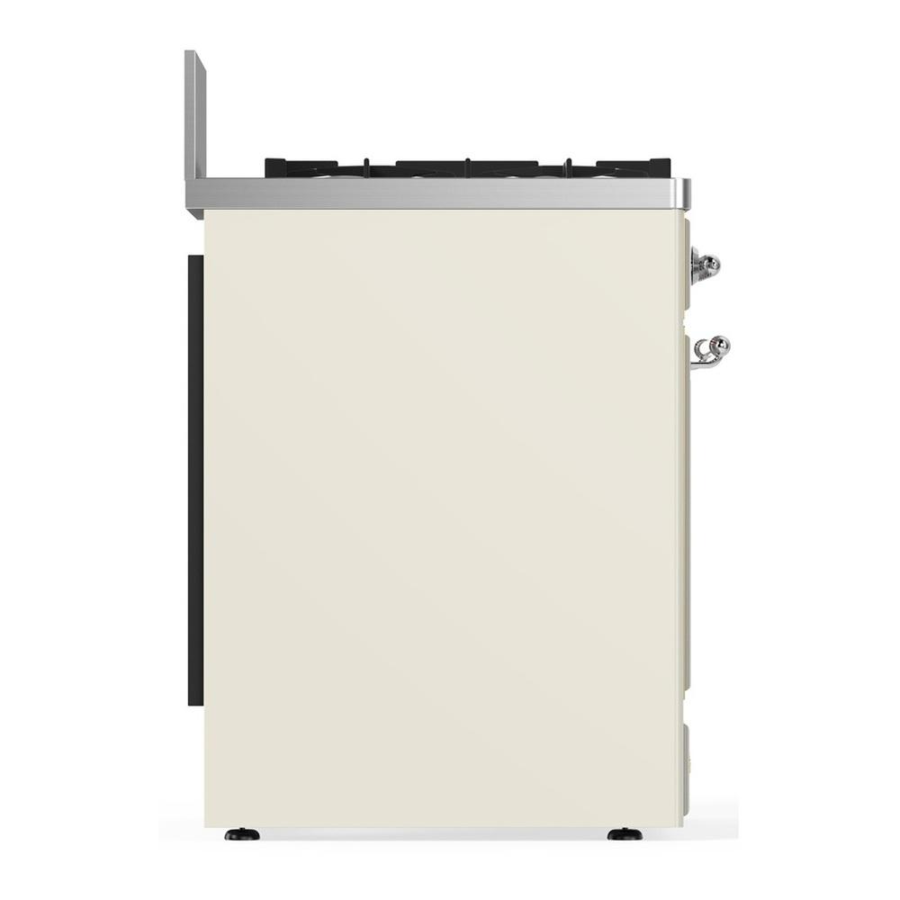 Ilve UM30QNR3AWCLP Ilve Um30Qnr3Awclp Majestic Iii 30 Inch Dual Fuel Range With 5 Black Brass Burners, Dual Function Burner Up To 25,000 Btu (Liquid Propane, Solid Door, Antique White, Chrome)
