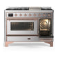 Ilve UM48FNR3SSPLP Ilve Um48Fnr3Ssplp Majestic Iii 48 Inch Dual Fuel Range With 8 Burners And Griddle, Dual Function Burner Up To 25,000 Btu (Liquid Propane, Triple Glass Door, Stainless Steel, Copper)