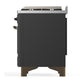 Ilve UM36FQNR3MGBLP Ilve Um36Fqnr3Mgblp Majestic Iii 36 Inch Dual Fuel Range With 6 Black Brass Burners And Griddle, Dual Function Burner Up To 25,000 Btu (Solid Door, Graphite Matte, Burnished, Liquid Propane)