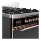 Ilve UM30QNR3BKP Ilve Um30Qnr3Bkp Majestic Iii 30 Inch Dual Fuel Range With 5 Black Brass Burners, Dual Function Burner Up To 25,000 Btu (Natural Gas, Solid Door, Glossy Black, Copper)