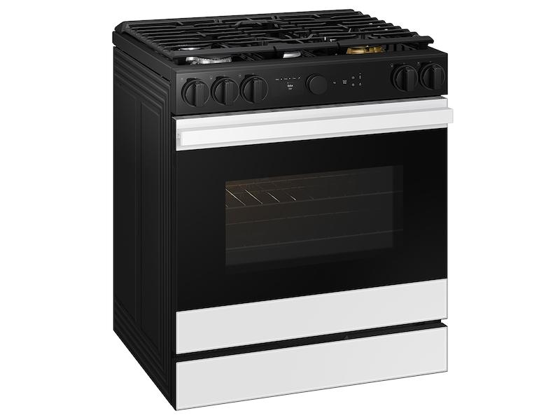 Samsung NSG6DB870012 Bespoke 6.0 Cu. Ft. Smart Slide-In Gas Range With Smart Oven Camera & Illuminated Precision Knobs In White Glass