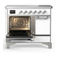 Ilve UMDIB40QNR3WHC Ilve Umdib40Qnr3Whc Majestic Iii 40 Inch Induction Range With 6 Elements, 3.82 Cu. Ft. Total Oven Capacity (Solid Door, White, Chrome)