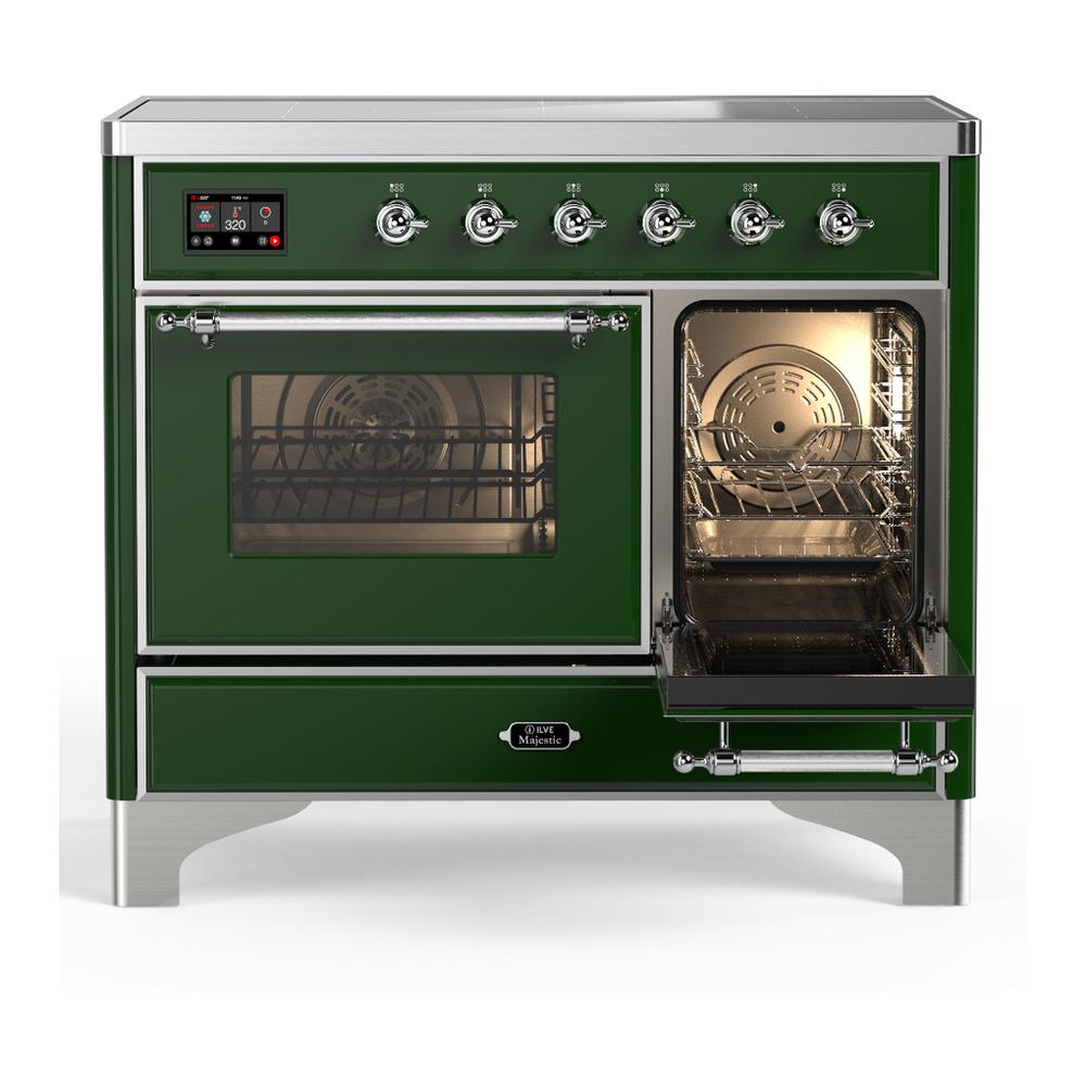 Ilve UMDIB40NR3EGC Ilve Umdib40Nr3Egc Majestic Iii 40 Inch Induction Range With 6 Elements, 3.82 Cu. Ft. Total Oven Capacity (Triple Glass Door, Emerald Green, Chrome)