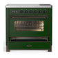 Ilve UMIB36NR3EGB Ilve Umib36Nr3Egb Majestic Iii 36 Inch Induction Range With 6 Elements, 3.5 Cu. Ft. Total Oven Capacity (Triple Glass Door, Emerald Green, Burnished)