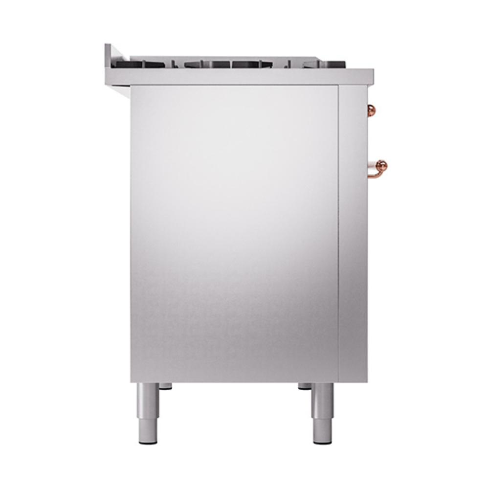 Ilve UN48FQNMPSSP Ilve Un48Fqnmpssp Nostalgie Ii Noblesse 48" Dual Fuel Range (8 Sealed Burners + Griddle, Natural Gas, Solid Door, Stainless Steel, Copper)
