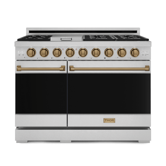 Thor Kitchen RSG48ELPBRZ 48 Inch Professional Lp Range With Pro-Style Knobs In Stainless Steel/Bronze Gordon Ramsay Series - Rsg48Elp-Brz