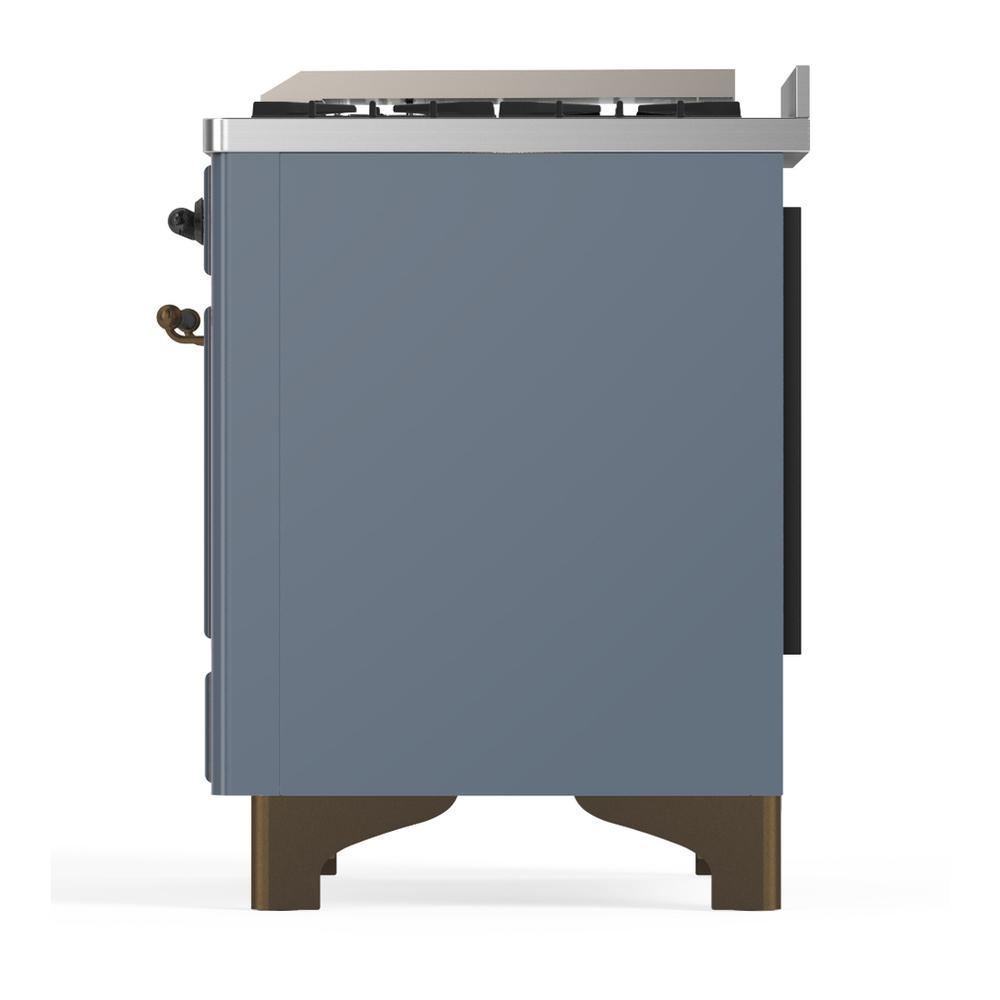 Ilve UM60FQNR3BGB Ilve Um60Fqnr3Bgb Majestic Iii 60 Inch Dual Fuel Range With 9 Burners And Griddle, Dual Function Burner Up To 25,000 Btu (Natural Gas, Solid Door, Blue Grey, Burnished)