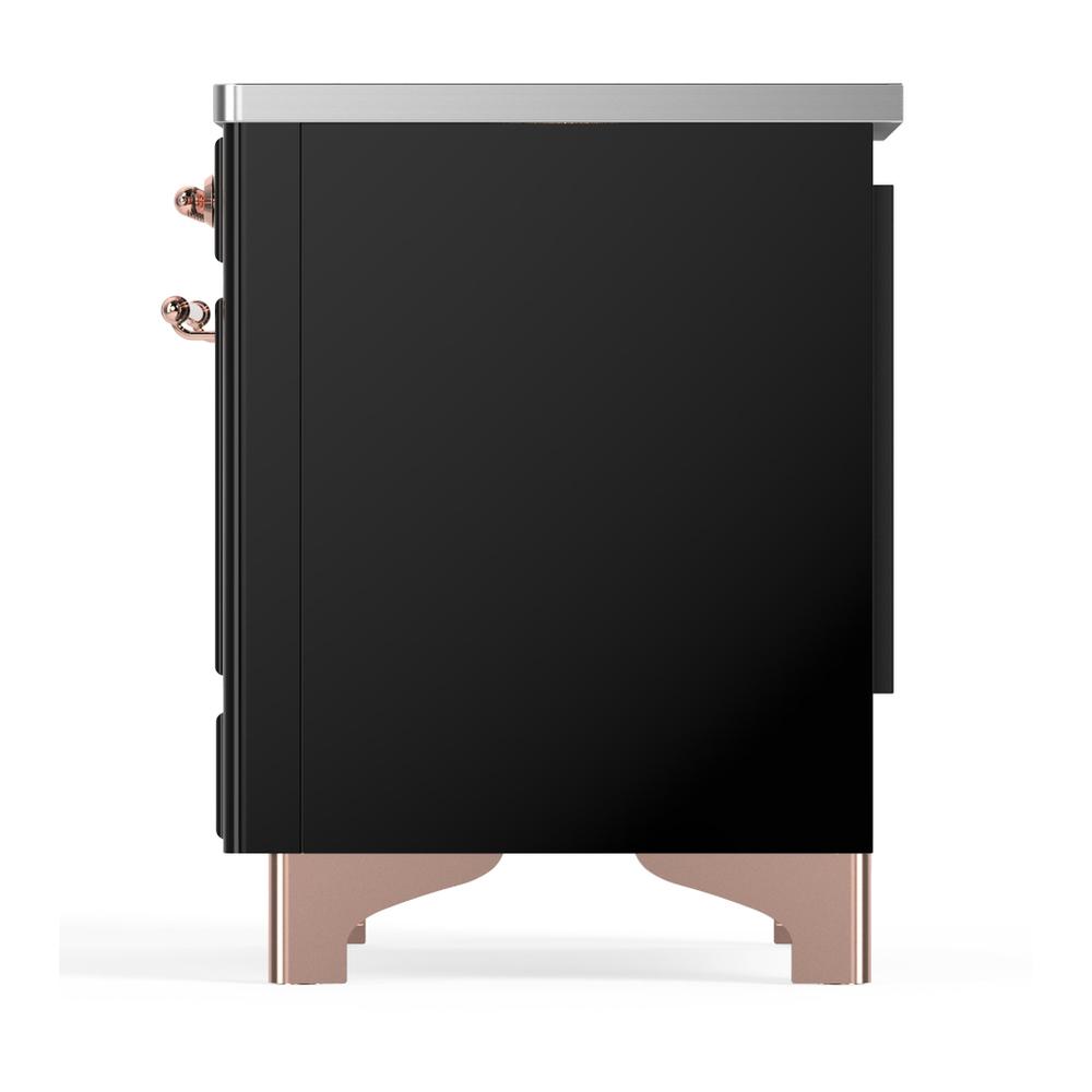 Ilve UMDIB40QNR3BKP Ilve Umdib40Qnr3Bkp Majestic Iii 40 Inch Induction Range With 6 Elements, 3.82 Cu. Ft. Total Oven Capacity (Solid Door, Glossy Black, Copper)