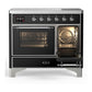 Ilve UMDIB40NR3BKC Ilve Umdib40Nr3Bkc Majestic Iii 40 Inch Induction Range With 6 Elements, 3.82 Cu. Ft. Total Oven Capacity (Triple Glass Door, Glossy Black, Chrome)