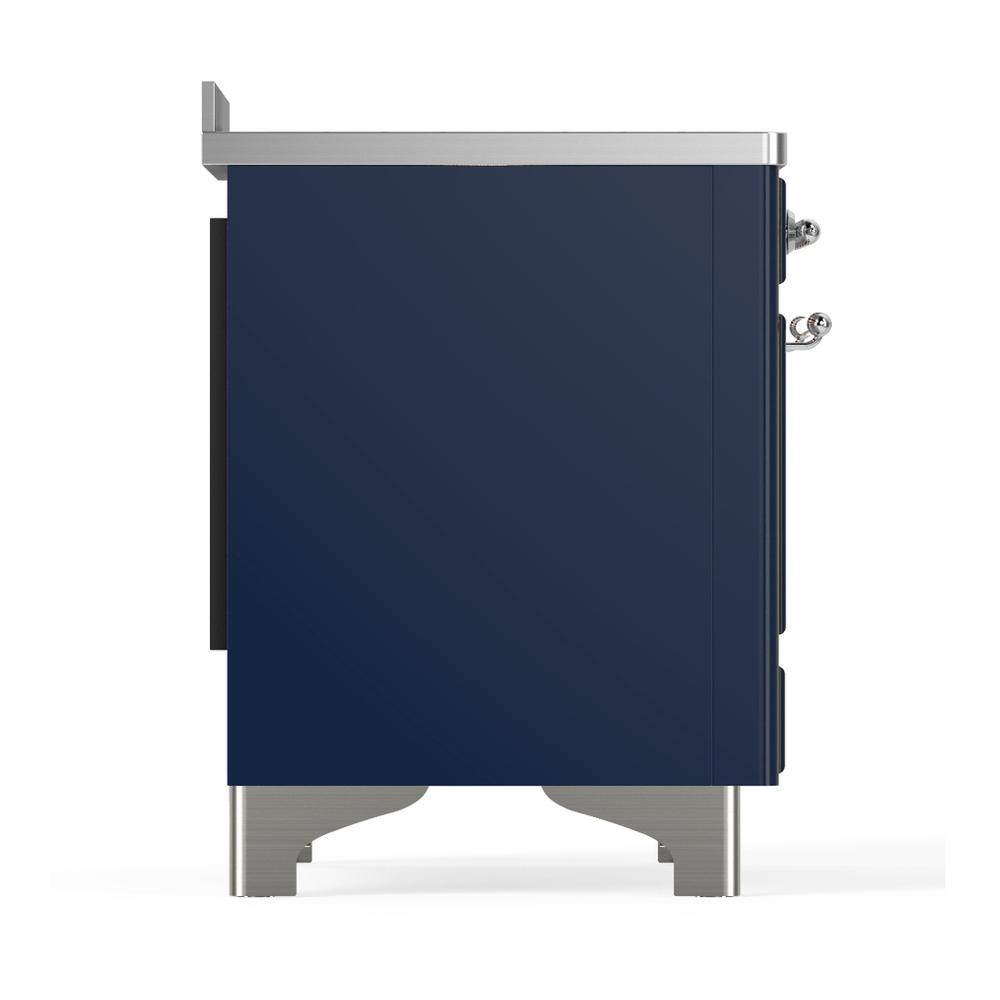 Ilve UMIB48QNR3MBC Ilve Umib48Qnr3Mbc Majestic Iii 48 Inch Induction Range With 6 Elements, 5.02 Cu. Ft. Total Oven Capacity (Solid Door, Midnight Blue, Chrome)