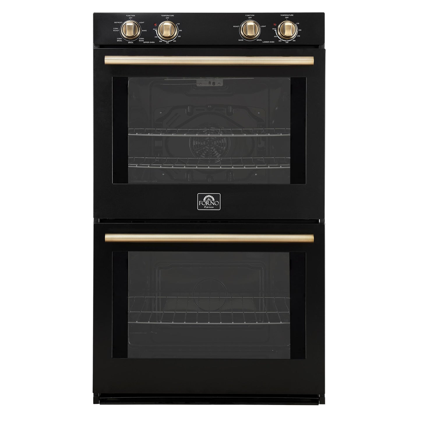 Forno FBOEL132430BLK Forno Vomero 30-Inch Double Wall Oven, Black, 10 Cu.Ft Total Capacity, 7100W Convection, Mechanical Controls, Manuel Steam Clean