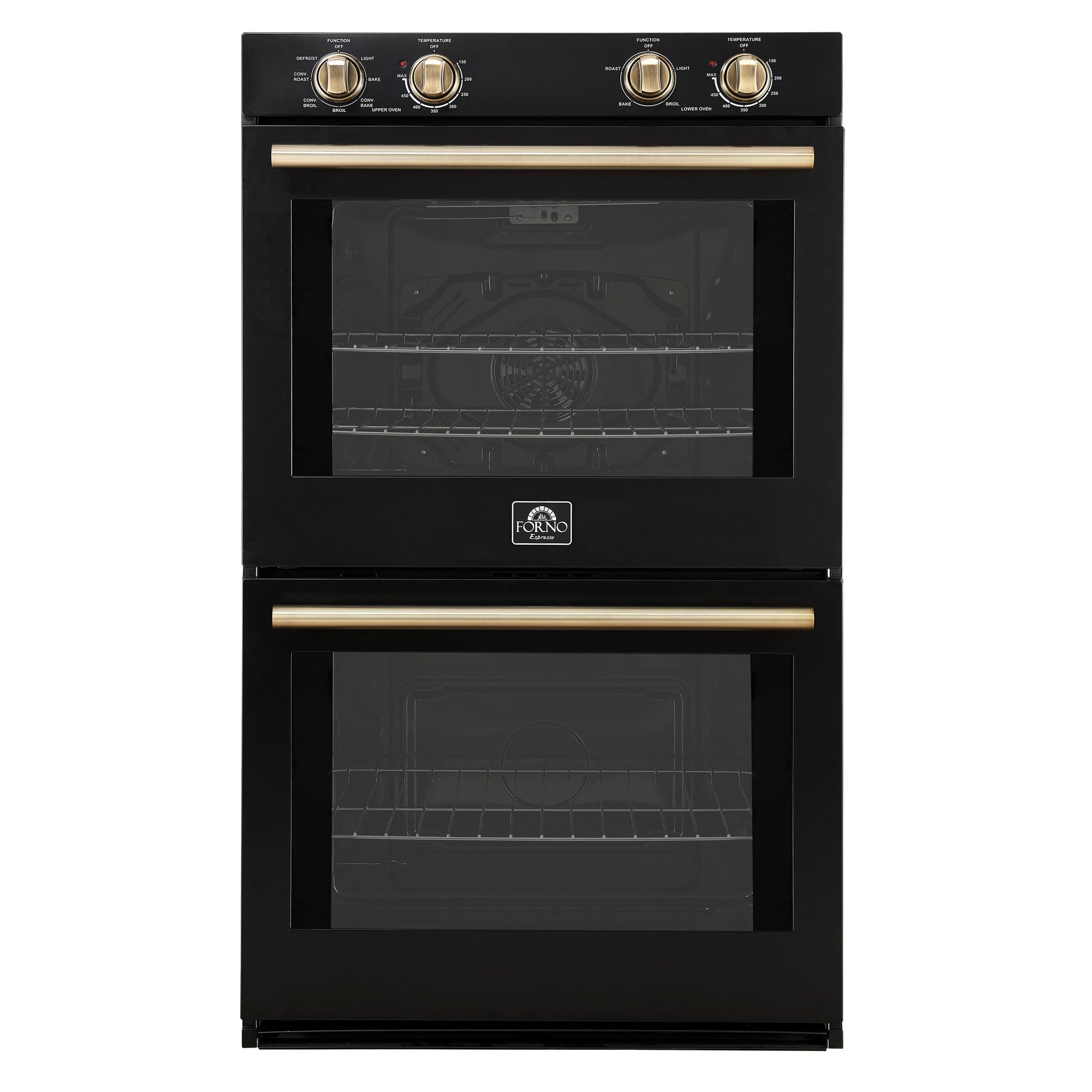 Forno FBOEL132430BLK Forno Vomero 30-Inch Double Wall Oven, Black, 10 Cu.Ft Total Capacity, 7100W Convection, Mechanical Controls, Manuel Steam Clean