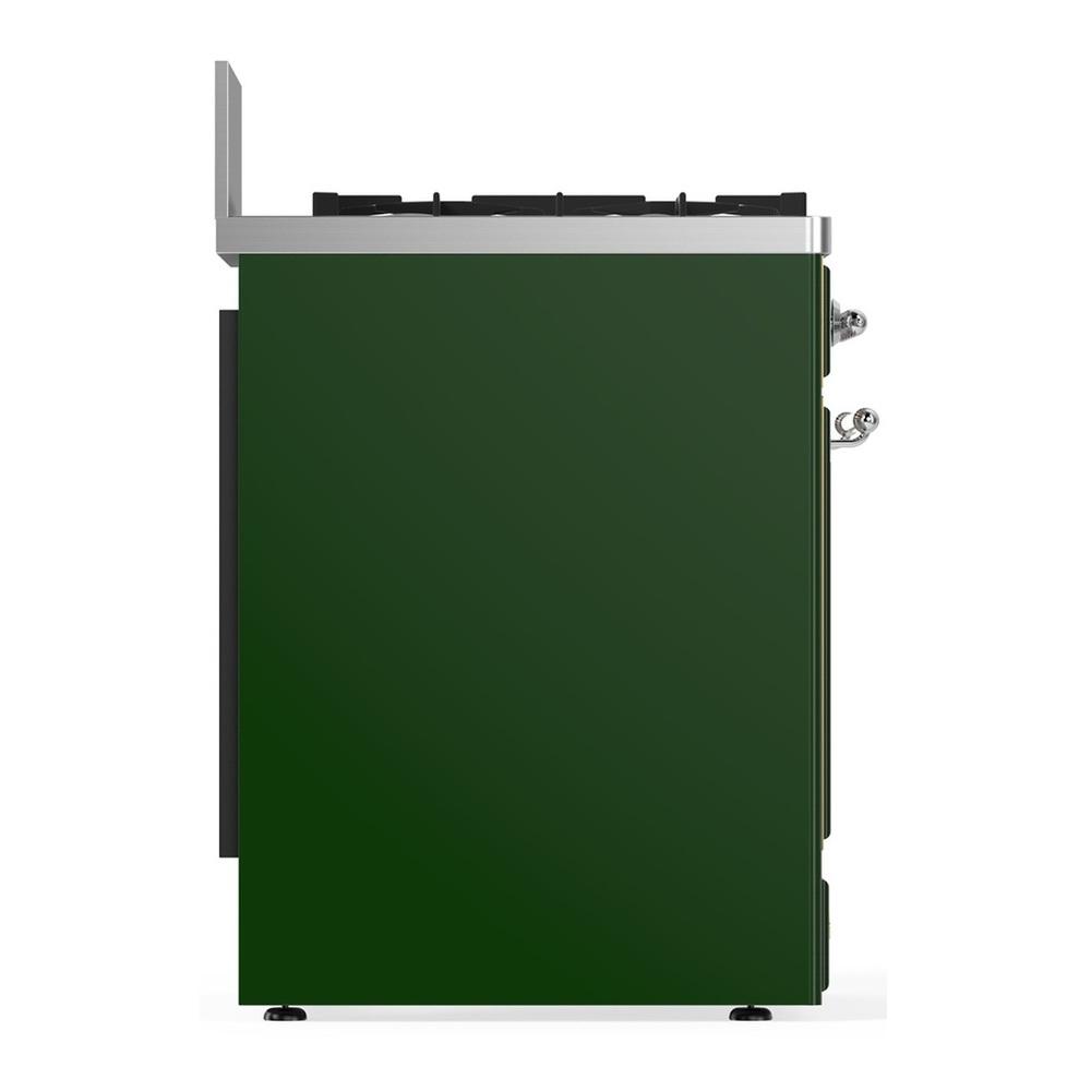 Ilve UM30NR3EGCLP Ilve Um30Nr3Egclp Majestic Iii 30 Inch Dual Fuel Range With 5 Black Brass Burners, Dual Function Burner Up To 25,000 Btu (Liquid Propane, Triple Glass Door, Emerald Green, Chrome)