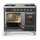 Ilve UMD40FNR3MGCLP Ilve Umd40Fnr3Mgclp Majestic Iii 40 Inch Dual Fuel Range With 6 Burners And Griddle, Dual Function Burner Up To 25,000 Btu (Liquid Propane, Triple Glass Door, Graphite Matte, Chrome)