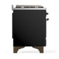 Ilve UM60FSQNR3BKBLP Ilve Um60Fsqnr3Bkblp Majestic Iii 60 Inch Dual Fuel Range With 7 Burners, Griddle And French Top, Dual Function Burner With Up To 25,000 Btu (Liquid Propane, Solid Door, Glossy Black, Burnished)