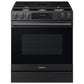 Samsung F1772032127069 Bespoke Kitchen Package With Ai 3-Door French Door Fridge, Slide-In Gas Range, Smart Dishwasher & Over-The-Range Microwave In Matte Black Steel