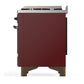Ilve UM60FNR3BUB Ilve Um60Fnr3Bub Majestic Iii 60 Inch Dual Fuel Range With 9 Burners And Griddle, Dual Function Burner Up To 25,000 Btu (Natural Gas, Triple Glass Door, Burgundy, Burnished)