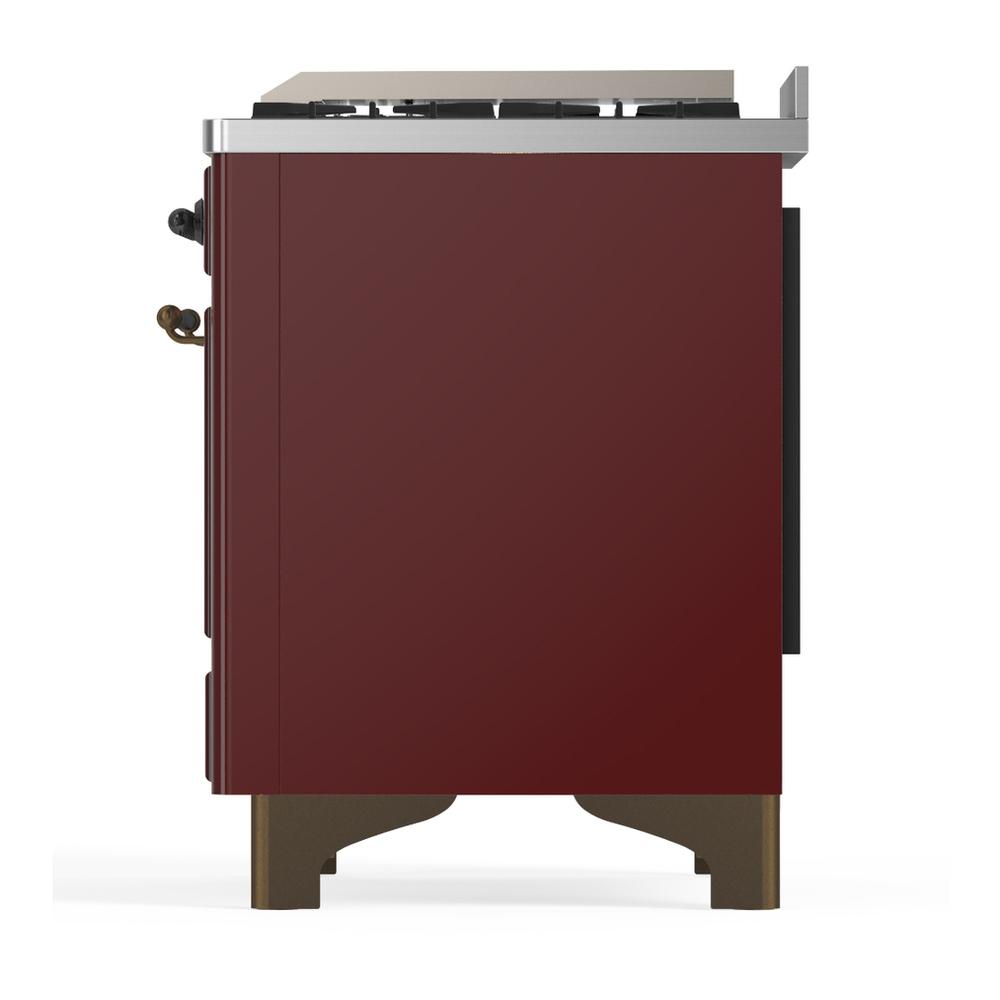 Ilve UM60FNR3BUB Ilve Um60Fnr3Bub Majestic Iii 60 Inch Dual Fuel Range With 9 Burners And Griddle, Dual Function Burner Up To 25,000 Btu (Natural Gas, Triple Glass Door, Burgundy, Burnished)