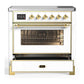 Ilve UMIB36NR3WHG Ilve Umib36Nr3Whg Majestic Iii 36 Inch Induction Range With 6 Elements, 3.5 Cu. Ft. Total Oven Capacity (Triple Glass Door, White, Brass)